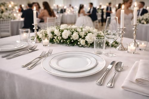 OCCASIONS " 40 guest - Full set - Wedding Disposable Plastic Plates, silverware and tumblers combo