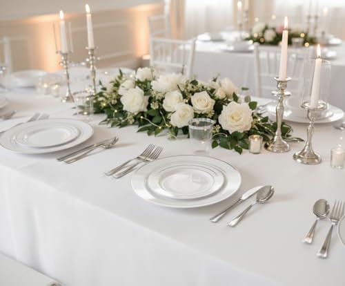 OCCASIONS " 40 guest - Full set - Wedding Disposable Plastic Plates, silverware and tumblers combo