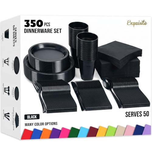 Exquisite 350 Pcs Black Plates and Napkins Party Supplies Plate Sets