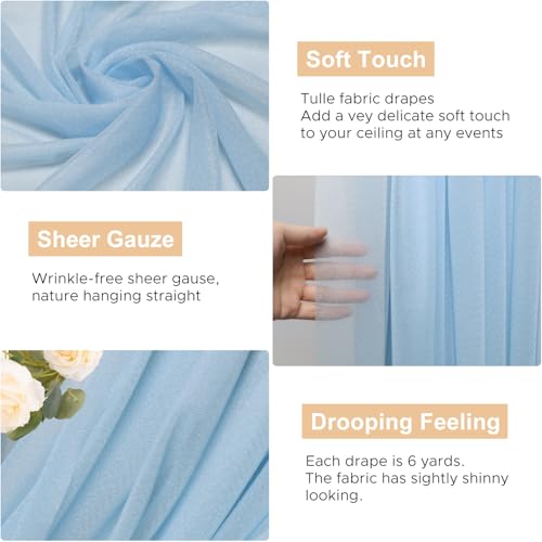 Wokceer Wedding Arch Draping Fabric Backdrop Sheer Drapes Fabric for Wedding Arbor Ceremony Party