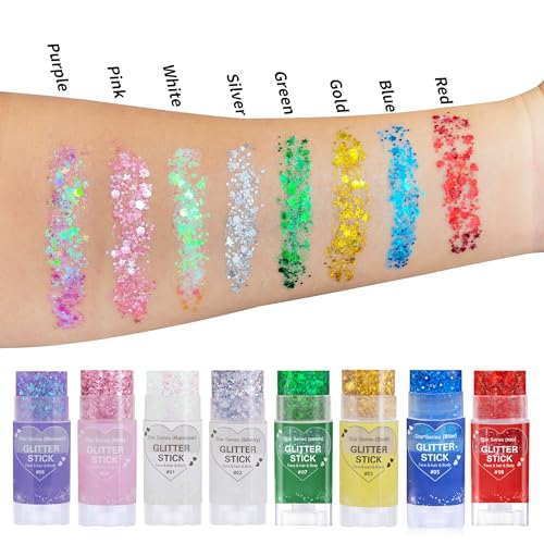 Hair Glitter Stick with Chunky Glitter for Festivals, Raves & Parties