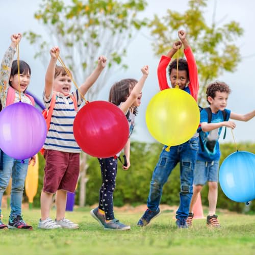 LEEZZIZZ 30Pcs Punch Balloons, Thickened Neon Punching Balloon Heavy Duty with Rubber Band Handle Birthday Party Favors for Kids Weddings Goodie Bag Supply