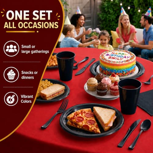Exquisite 350 Pcs Black Plates and Napkins Party Supplies Plate Sets