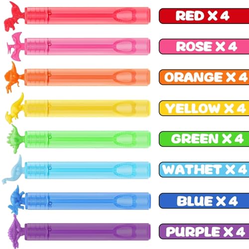 32 Pack Bubble for Kids Party Favors, 8 Style Dinosaur Mini Bubble Wands