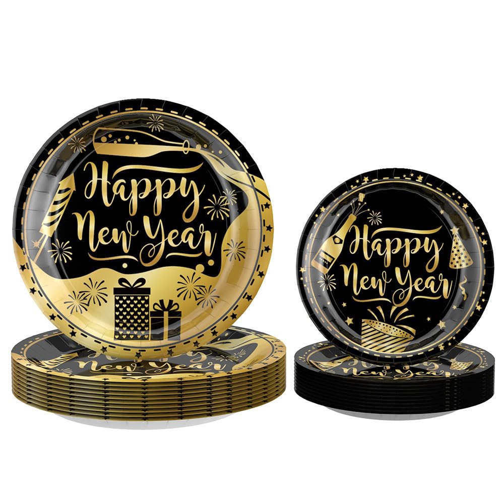 Happy New Years Eve Party Supplies 2027 Kit – New Year Eve Decorations Banner Plates and Napkins Cups Forks Tablecloth Serves for 24 Guests