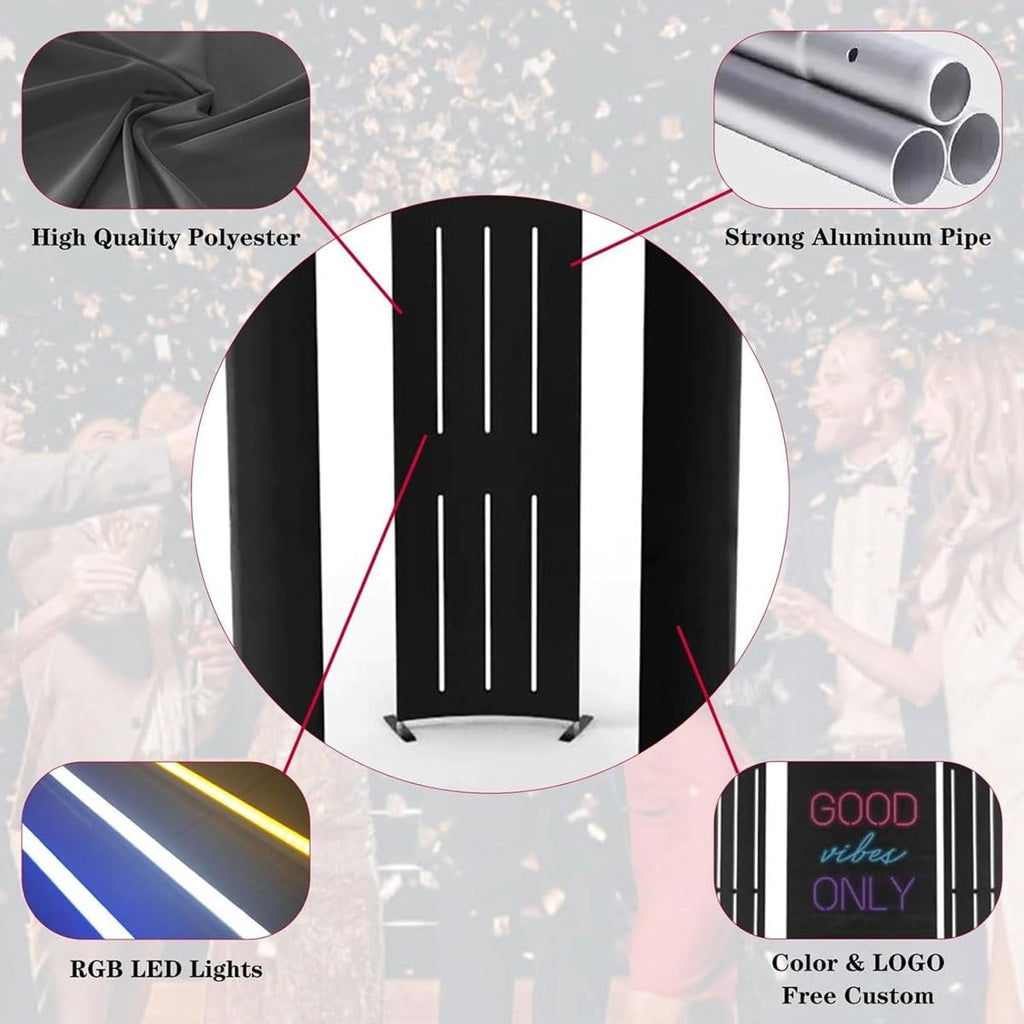 360 Photo Booth with LED Lights, 7.8ft Round Backdrop for Events & Weddings, Custom Logo, 360° Video Camera Booth, Perfect for Parties & Celebrations