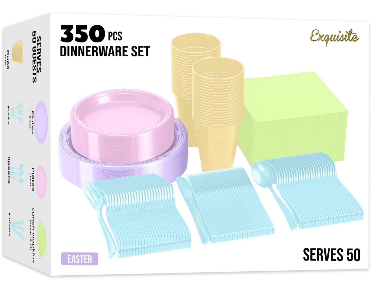 350 Pcs Plastic Dinnerware Set - Exquisite