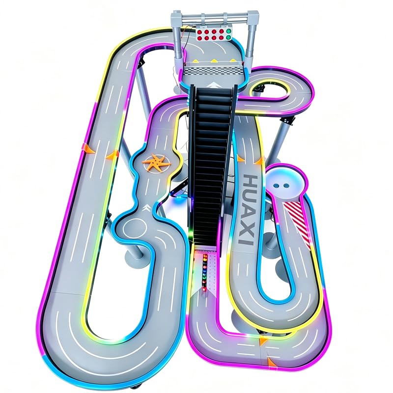 `HUAXI 1x2M LED Marble Race Track, Large Multicolor Light‑Up Marble Run Racing Game for Party Event Exhibition