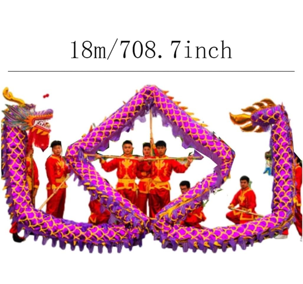 PXIWDAN Lion Dance 18m/59ft Dragon Dance Bronzing Cloth Chinese Ribbon Streamer Fitness Entertainment Performances Dragon Dances