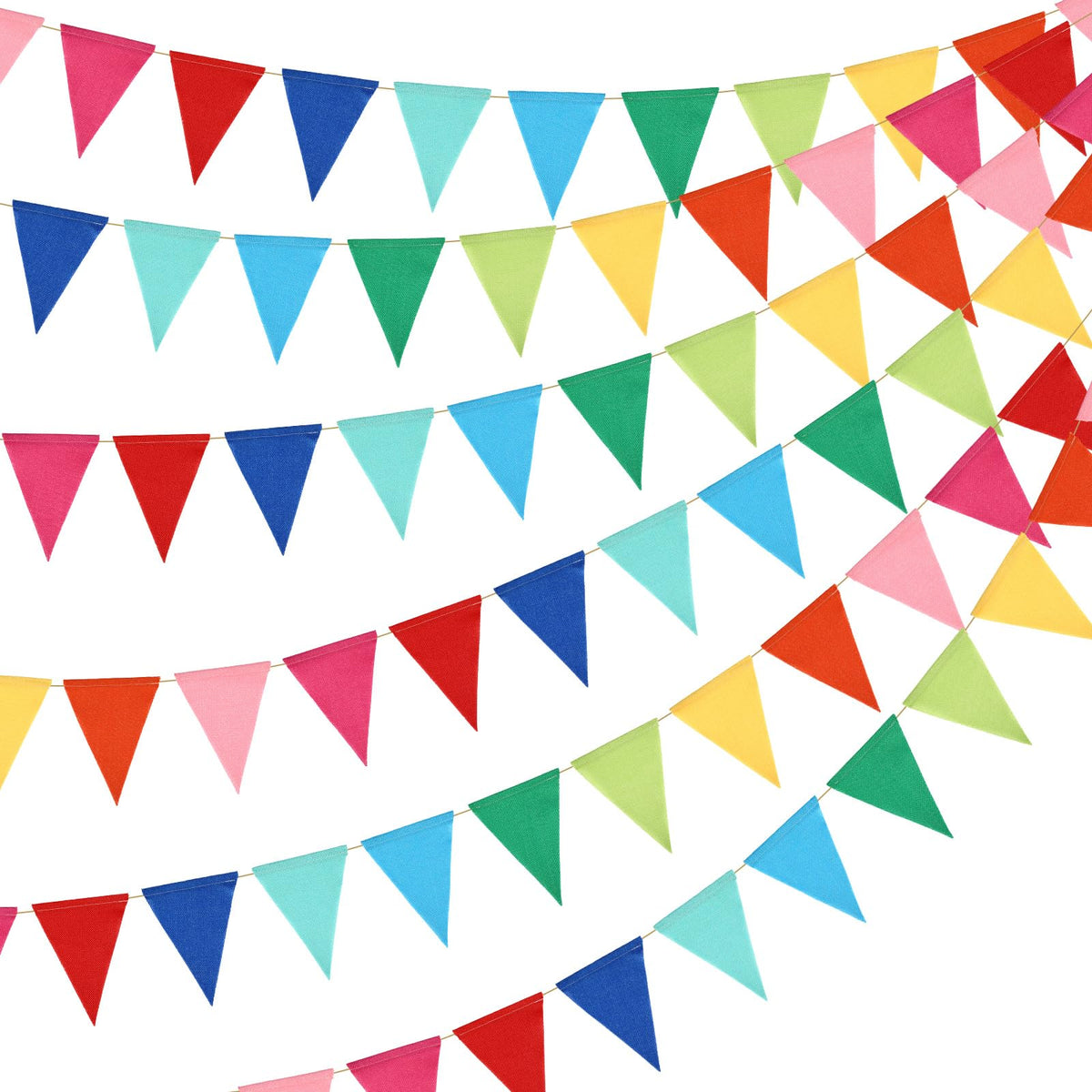 HESTYA 42 Pieces Colorful Pennant Banner Flag Multicolor Bunting Triangle Banner Pastel Pennants for Birthdays Classroom School Carnival Garland Outdoor Events Party Hanging Decorations