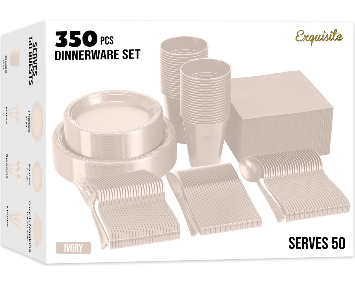 350 Pcs Plastic Dinnerware Set - Exquisite