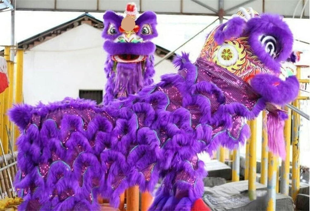Vividcrate Traditional Chinese Lion Dance Head Costume Set for Adults – Handmade Dragon Dance Performance & Festival Decoration