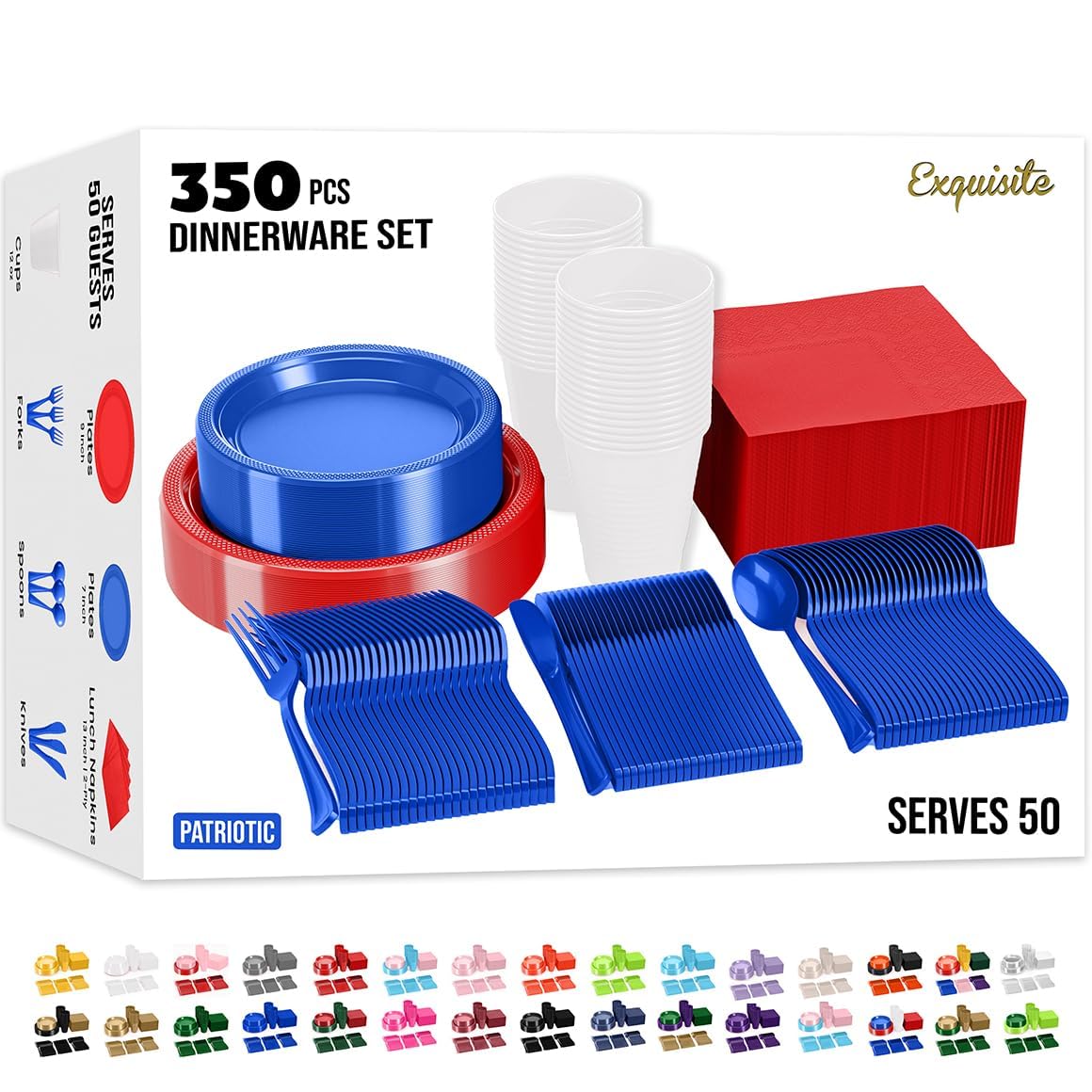 350 Pcs Plastic Dinnerware Set - Exquisite