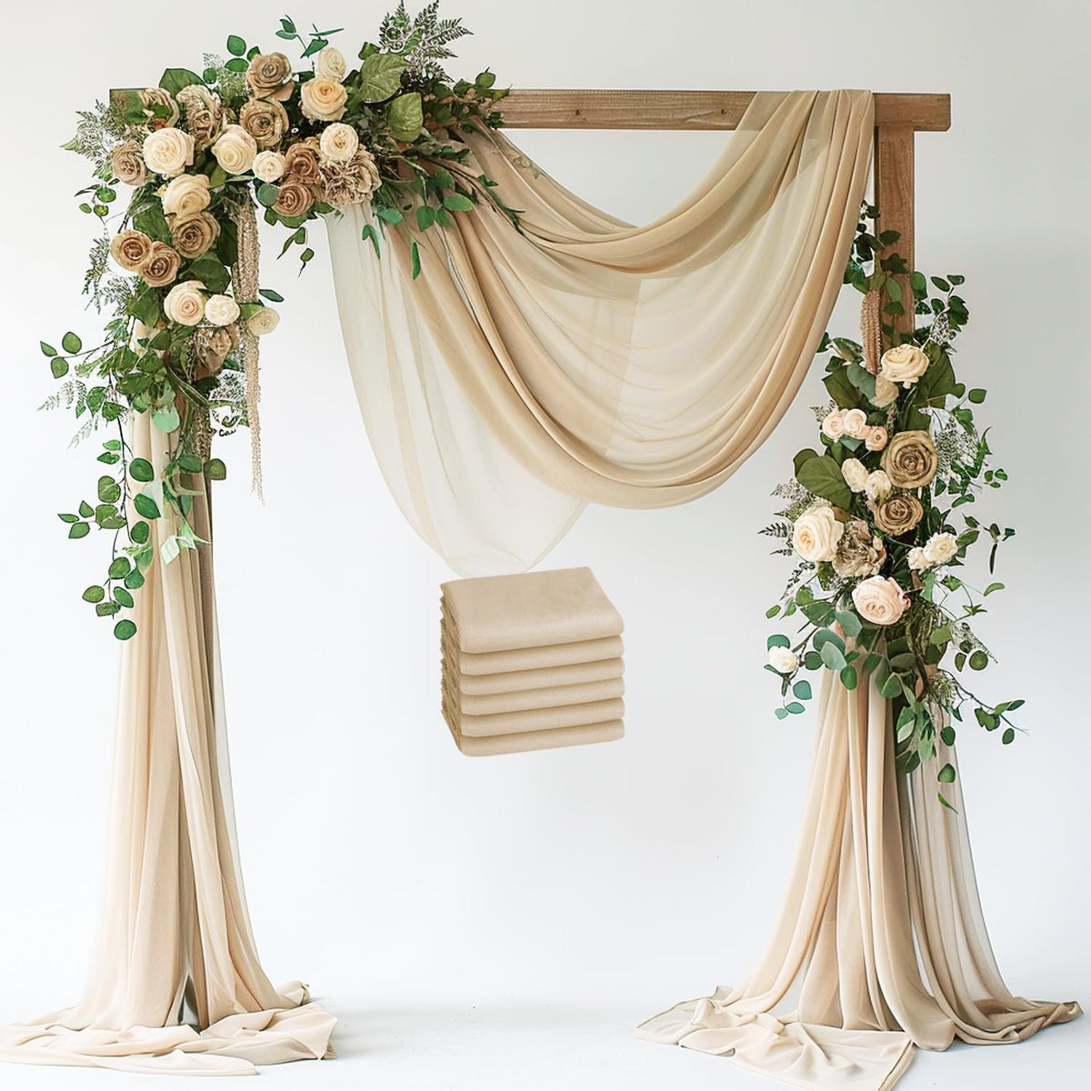 Wokceer Wedding Arch Draping Fabric Backdrop Sheer Drapes Fabric for Wedding Arbor Ceremony Party