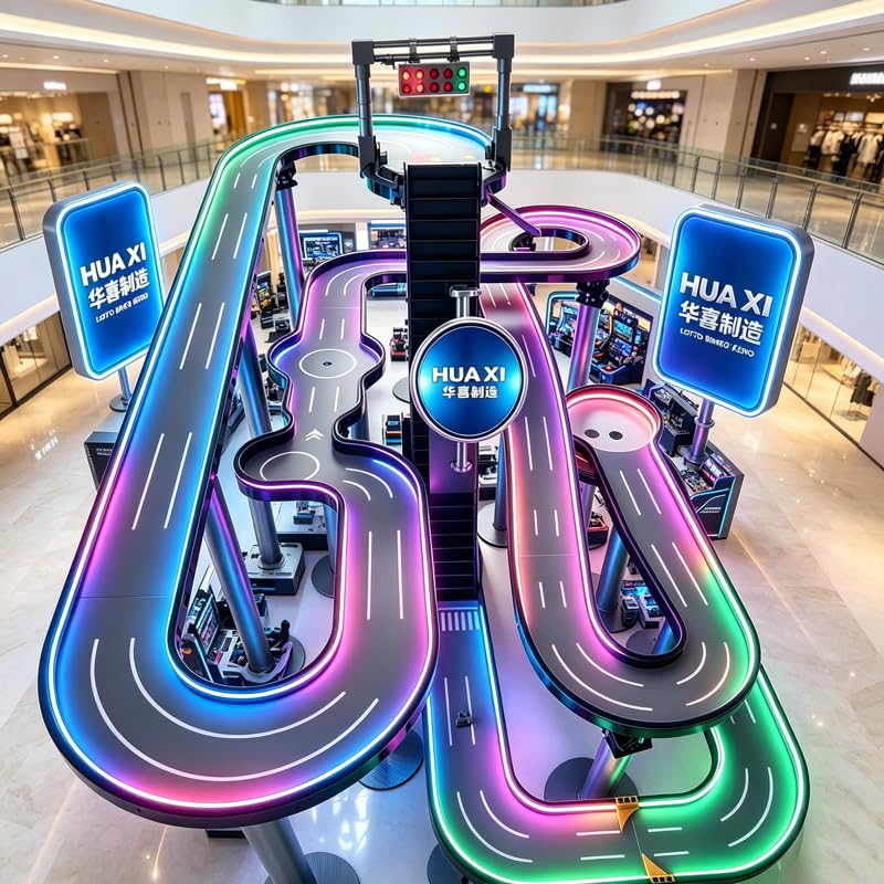 `HUAXI 1x2M LED Marble Race Track, Large Multicolor Light‑Up Marble Run Racing Game for Party Event Exhibition