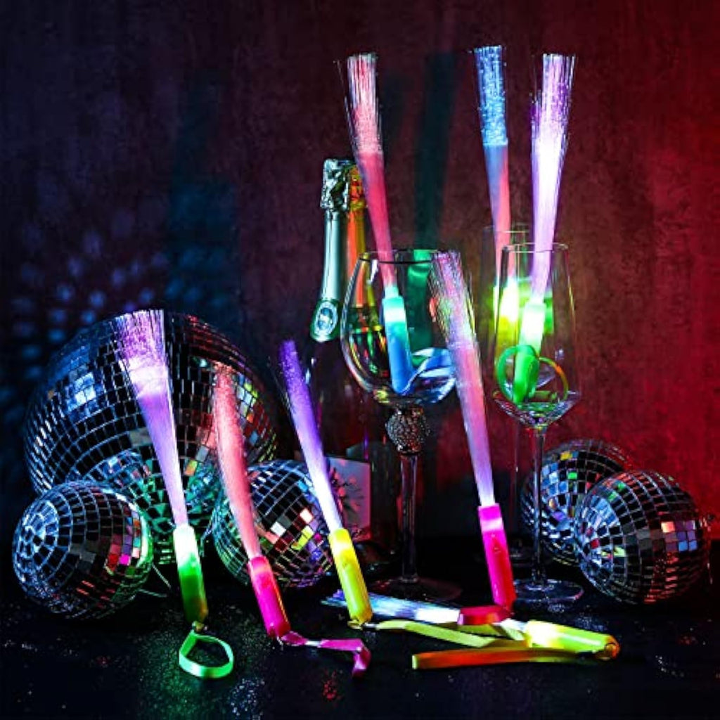 Junkin Fiber Optic Wands Bulk, LED Glow Sticks with Batteries