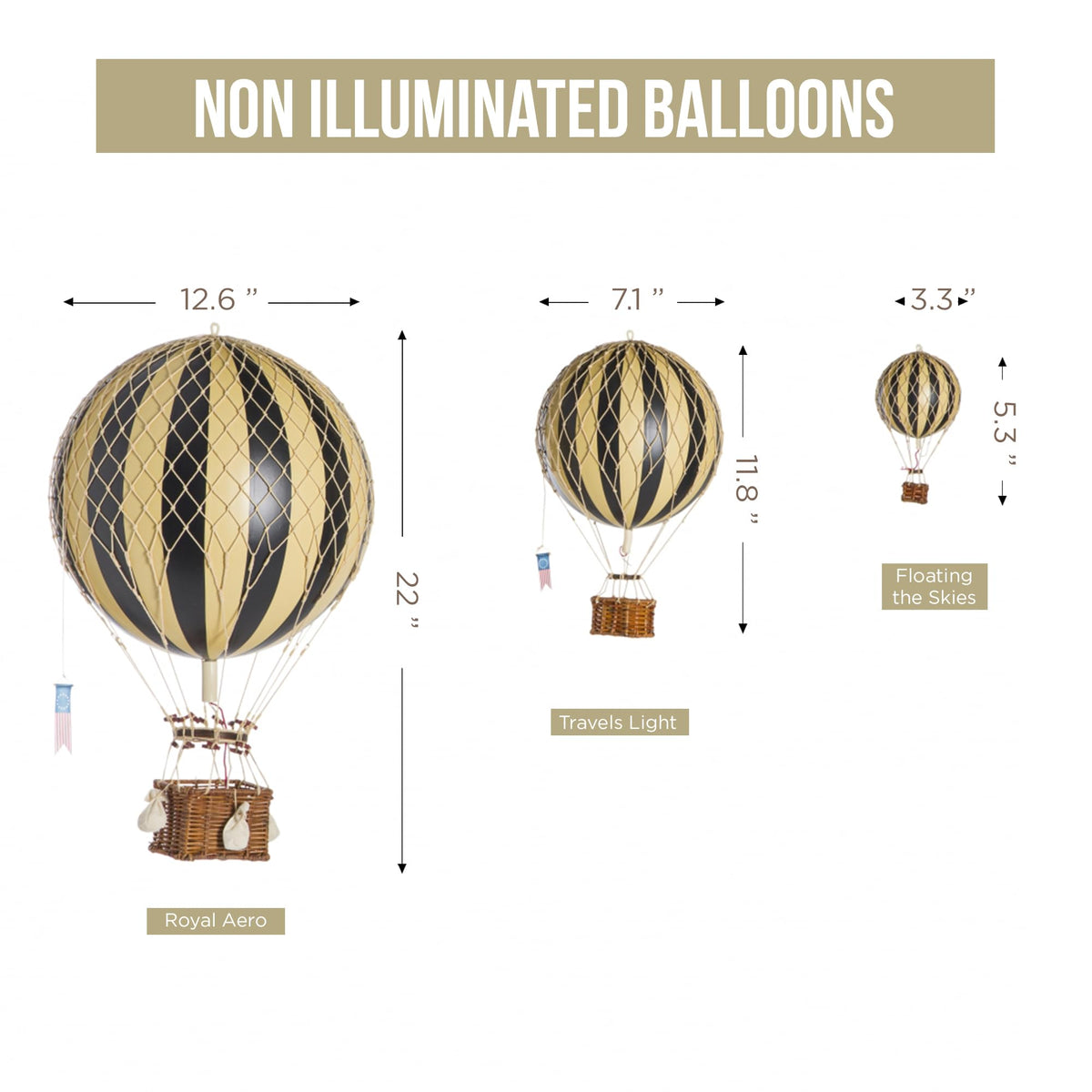 Authentic Models, Floating The Skies Air Balloon, Hanging Home Decor - Historic Hot Air Balloon Model for Home Decor, Detailed Vintage Decorations to Hang from Ceiling
