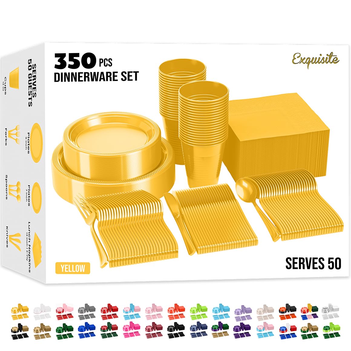 350 Pcs Plastic Dinnerware Set - Exquisite