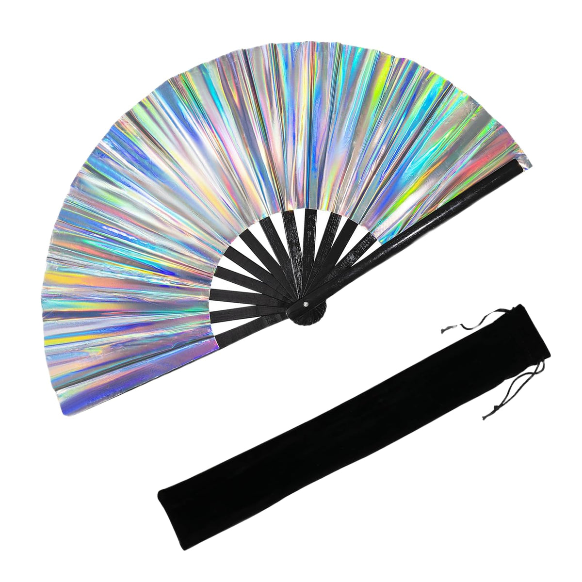 UV Glow 13-Inch Folding Rave Fan for Music Festivals & Parties