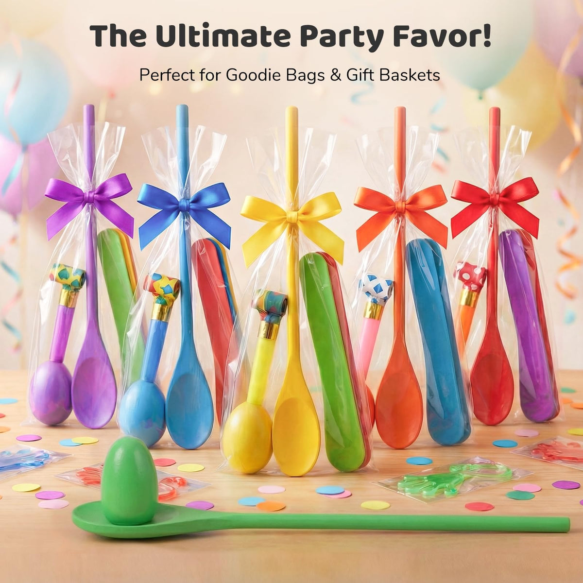 LovesTown 12 PCS Egg Spoon Race Game Sets, Wooden Balance Relay Games for Kids Carnival Birthday Party Outdoor Games
