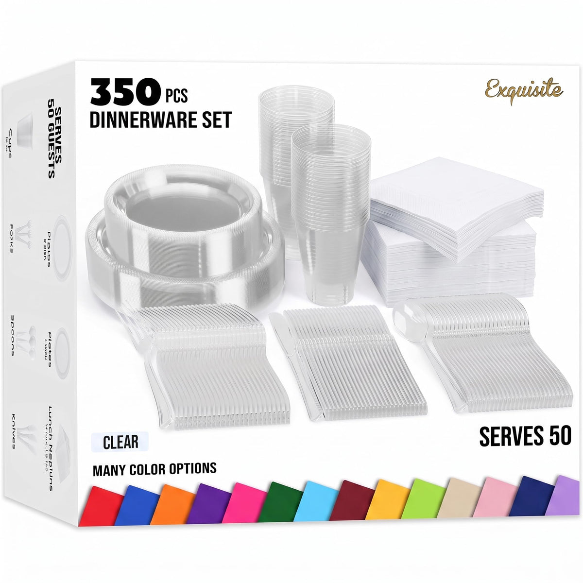 350 Pcs Plastic Dinnerware Set - Exquisite