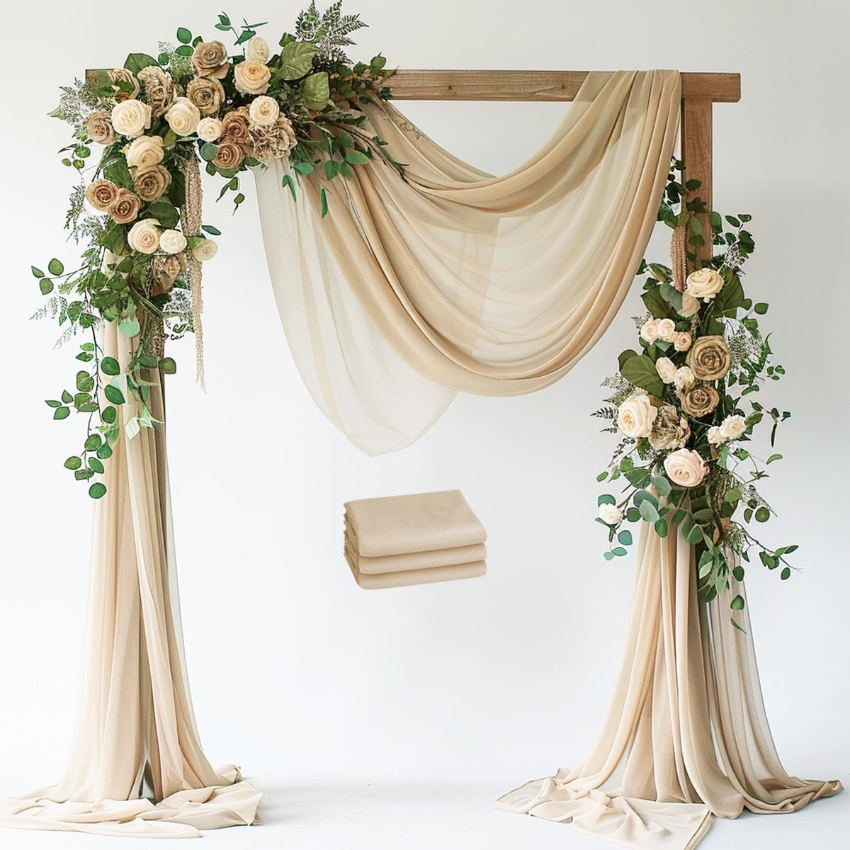 Wokceer Wedding Arch Draping Fabric Backdrop Sheer Drapes Fabric for Wedding Arbor Ceremony Party