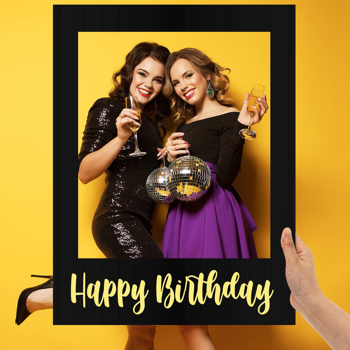 Extra Large Happy Birthday Photo Booth Selfie Frame Prop 32x24"