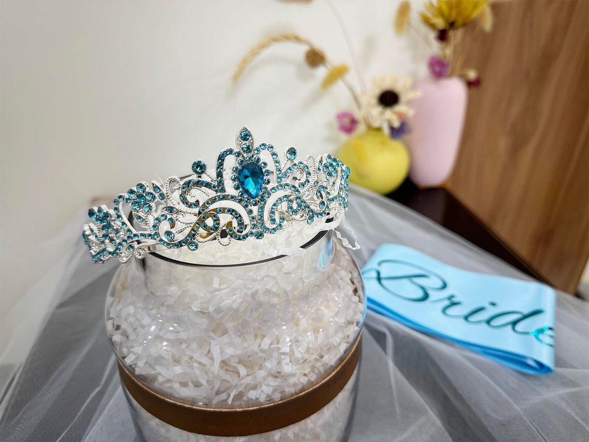 Bachelorette Party Decorations Bridal Shower Crown, Bride to Be Sash&Veil for Women Bachelorette Party Gifts