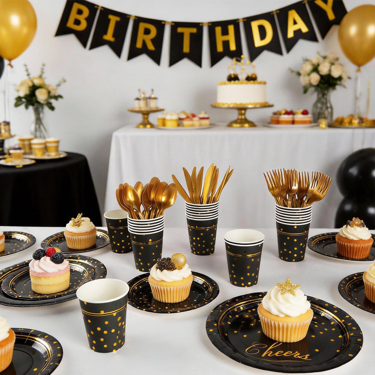 168Pcs Graduation Party Supplies, Colourful Paper Plates Napkins Cups Cutlery Tableware Set, Disposable Polka Dots Party Plates Cups and Napkins for Wedding Birthday Graduation Decor