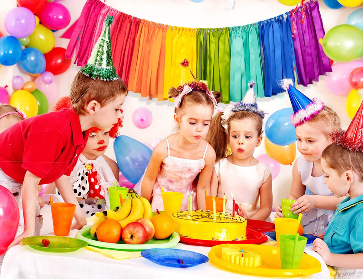 2 Packs Rainbow Ribbon Tassel Garland, Pre Assembled Colorful Garland Banner 40x14 Inch Banner Backdrop for Classroom Decor, Wall Window, Weddings, Baby Showers, and Birthdays Parties