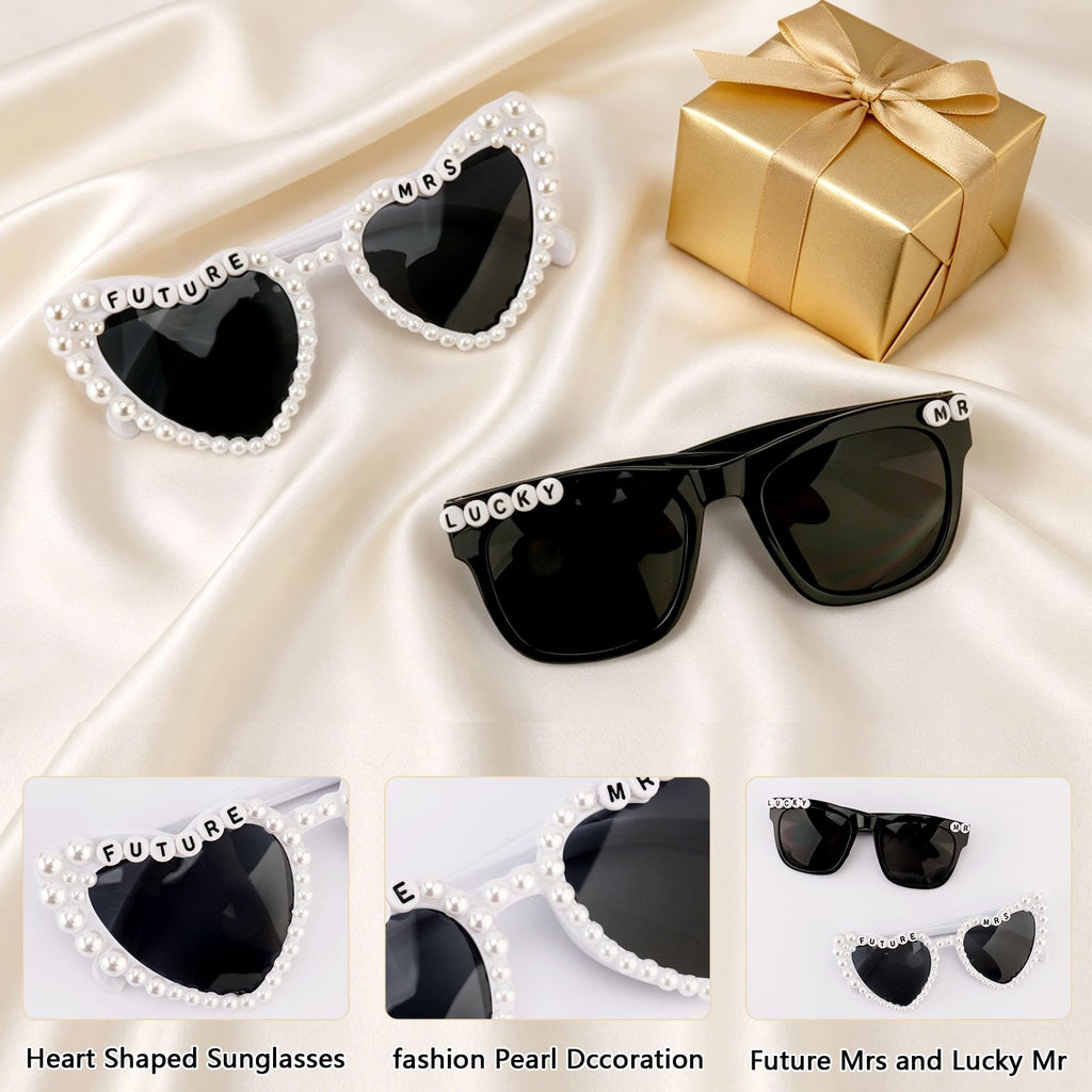 yuxiaoyu Wedding Decor Bride and Groom Sunglasses for Just Married Wedding Party Decorations