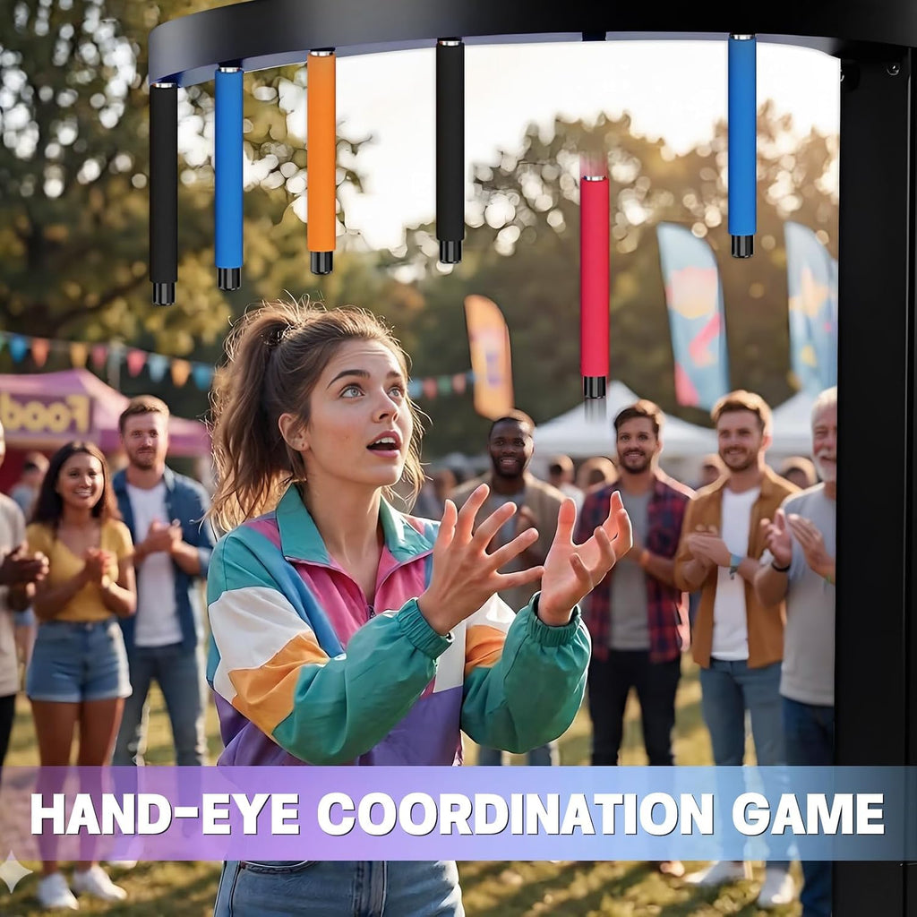 Hand Eye Coordination Catch Stick Arcade Game Machine - Coin Operated Reaction Training Equipment, Coin-Free Entertainment Mode, Party Entertainment, Arcade Room, Bars