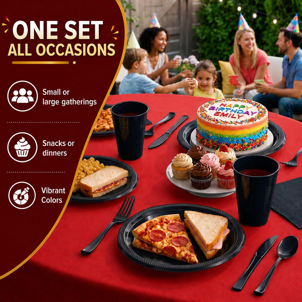Exquisite 350 Pcs Black Plates and Napkins Party Supplies Plate Sets