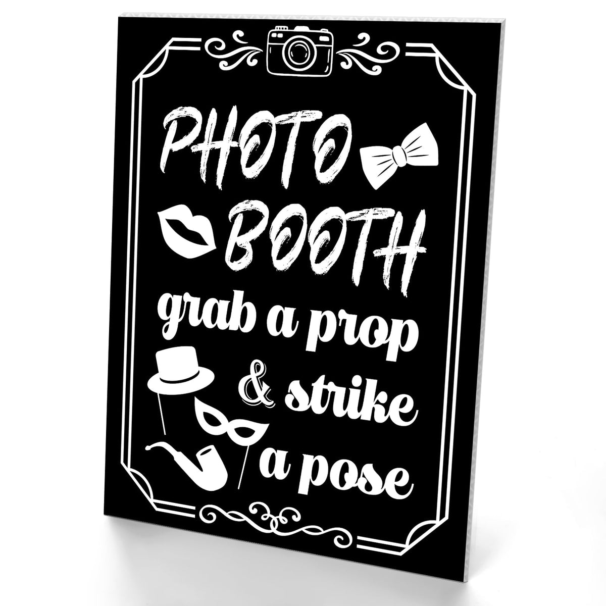 Retro Photo Booth Sign with Stand for Party Event Tables