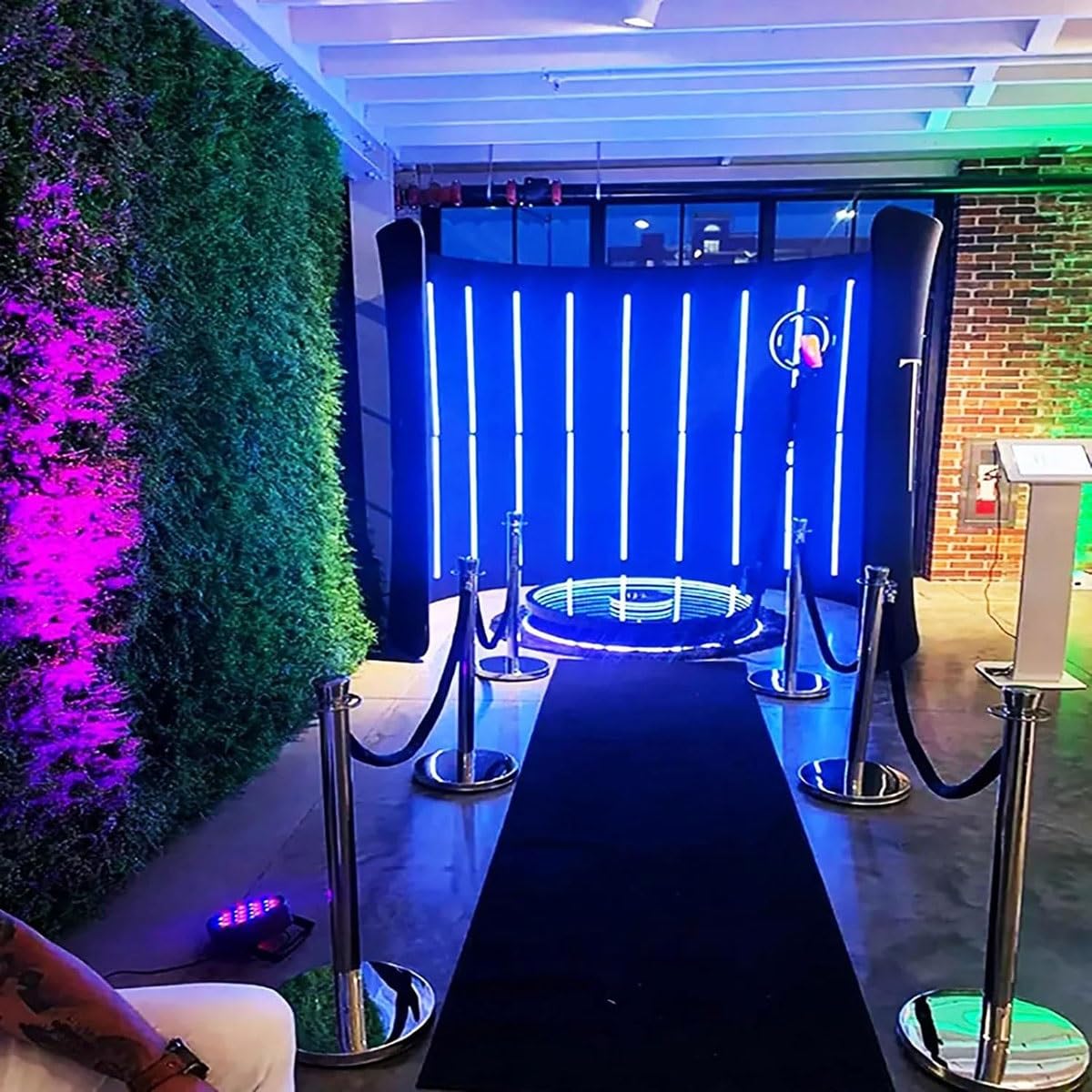 360 Photo Booth with LED Lights, 7.8ft Round Backdrop for Events & Weddings, Custom Logo, 360° Video Camera Booth, Perfect for Parties & Celebrations
