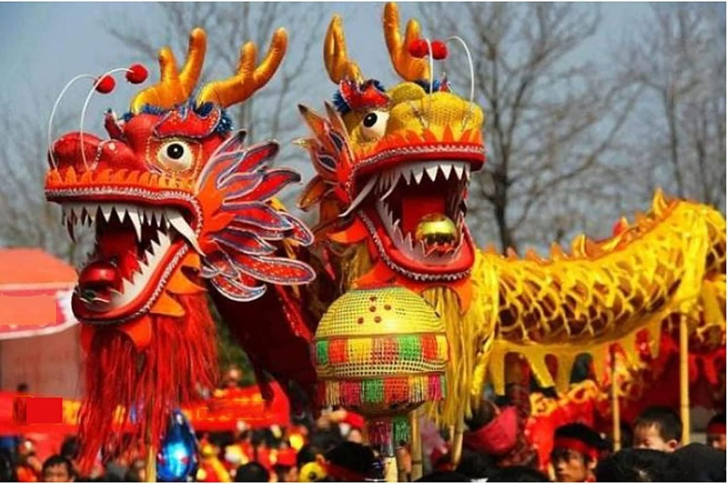 PXIWDAN Lion Dance 18m/59ft Dragon Dance Bronzing Cloth Chinese Ribbon Streamer Fitness Entertainment Performances Dragon Dances