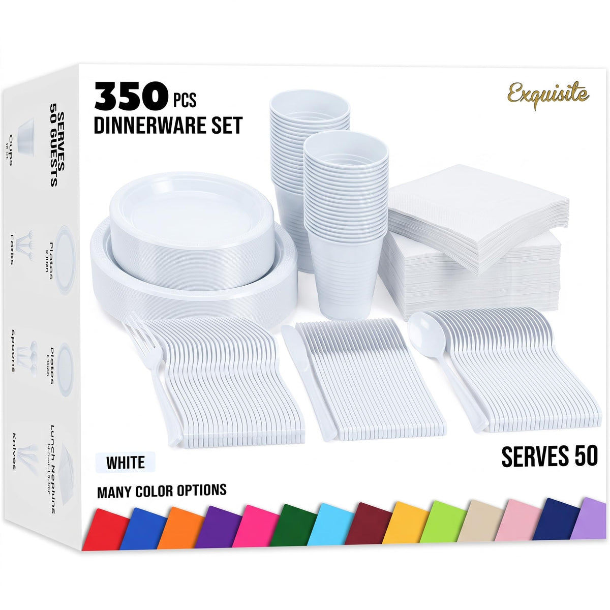350 Pcs Plastic Dinnerware Set - Exquisite