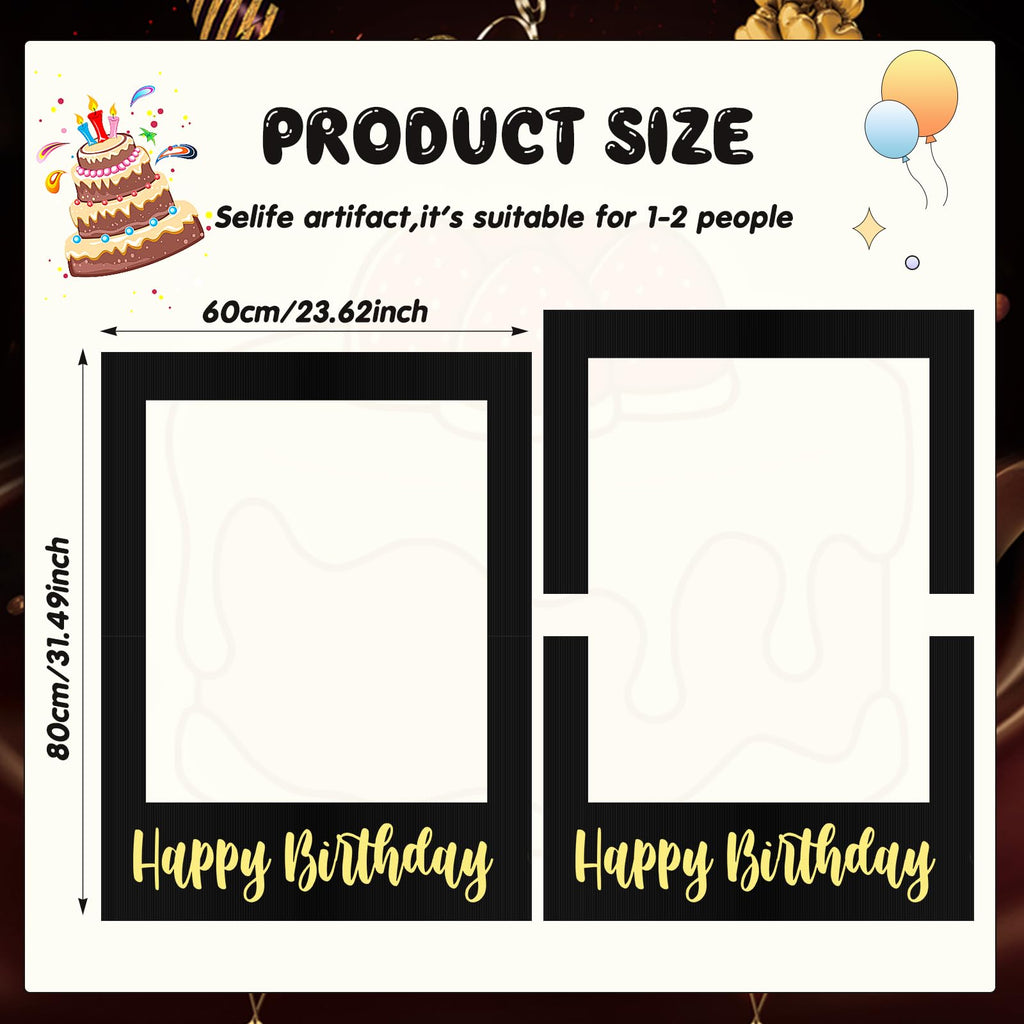 Extra Large Happy Birthday Photo Booth Selfie Frame Prop 32x24"