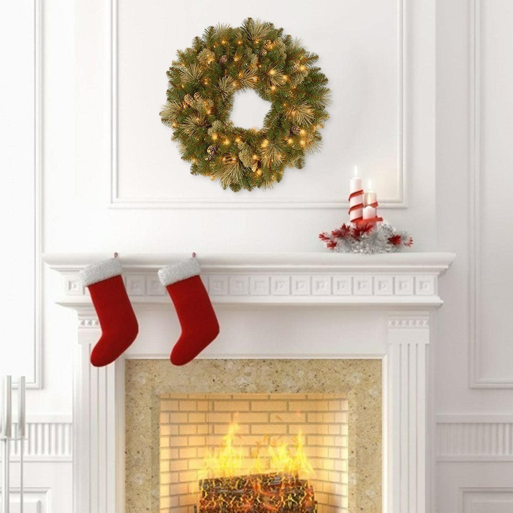 Generic Wall Hanging Holiday Wreath Accessories with LED Lights Operated Christmas Party Supplies for New Year Decoration Christmas Party