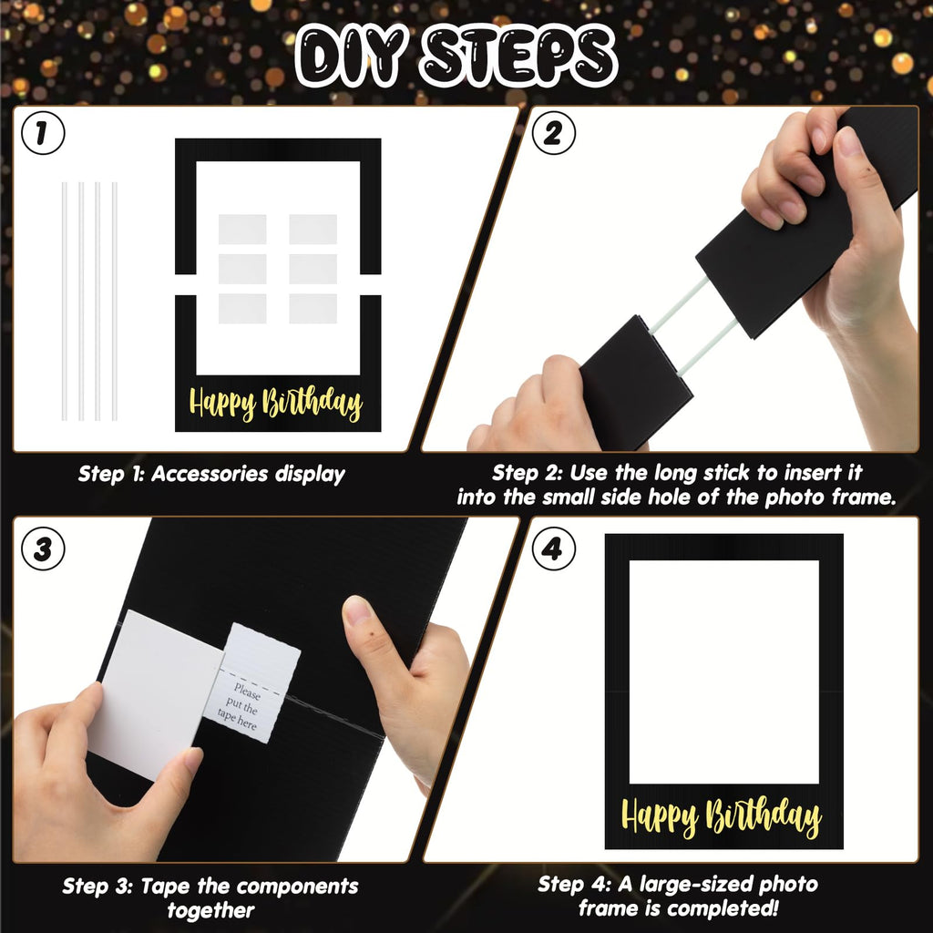 Extra Large Happy Birthday Photo Booth Selfie Frame Prop 32x24"