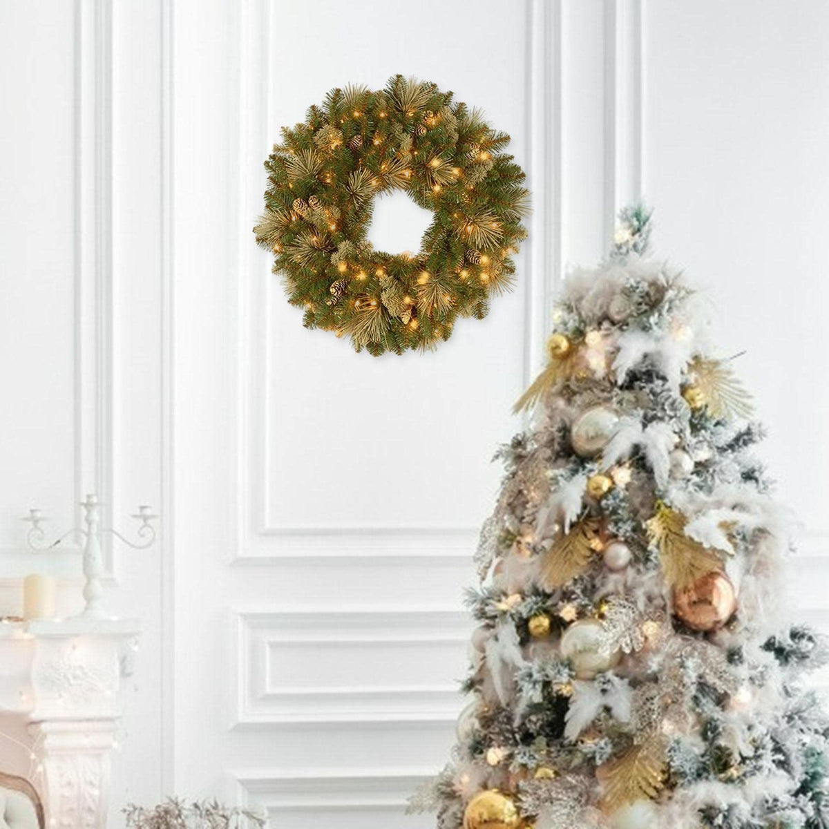 Generic Wall Hanging Holiday Wreath Accessories with LED Lights Operated Christmas Party Supplies for New Year Decoration Christmas Party