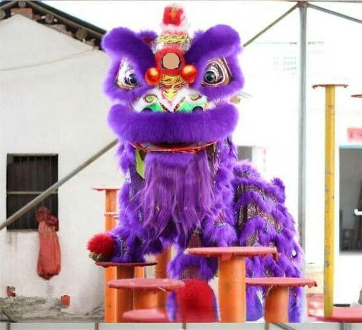 Vividcrate Traditional Chinese Lion Dance Head Costume Set for Adults – Handmade Dragon Dance Performance & Festival Decoration