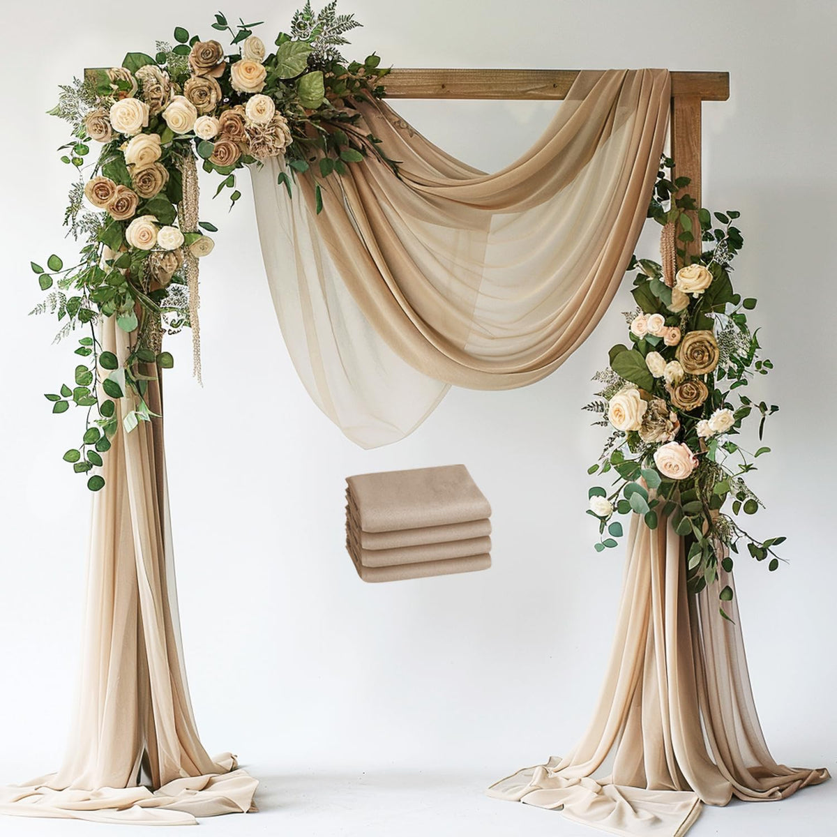 Wokceer Wedding Arch Draping Fabric Backdrop Sheer Drapes Fabric for Wedding Arbor Ceremony Party
