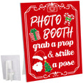 Briwooody Photo Booth Sign with Stand Retro Background Table