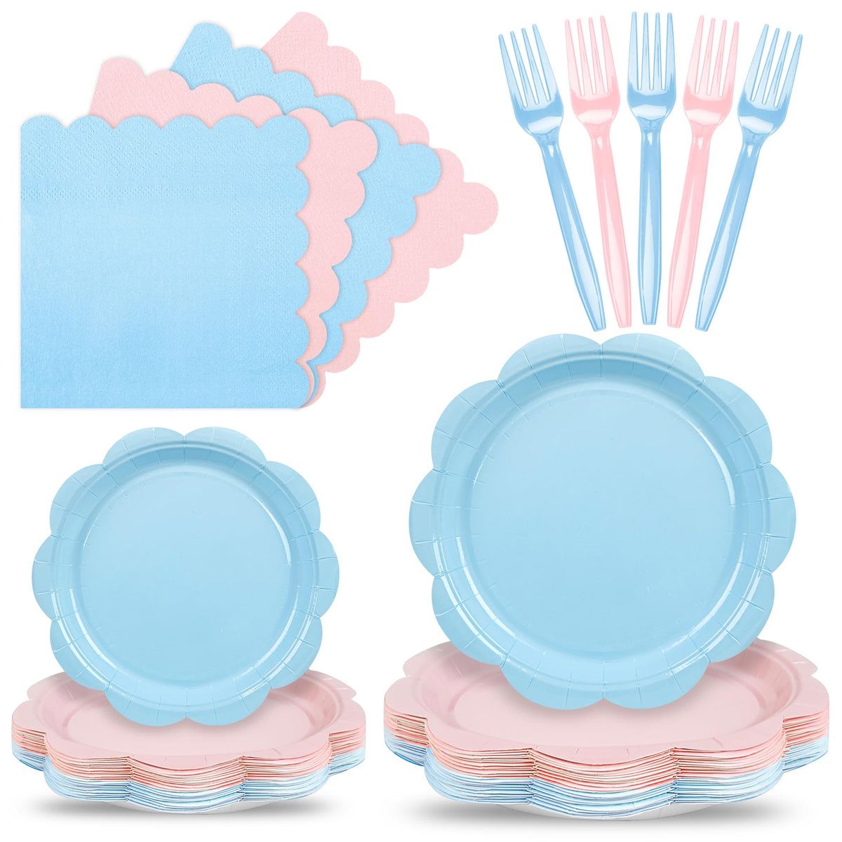96 Pcs Pink Paper Plates and Napkins Set Party Supplies Serve for 24 Guests