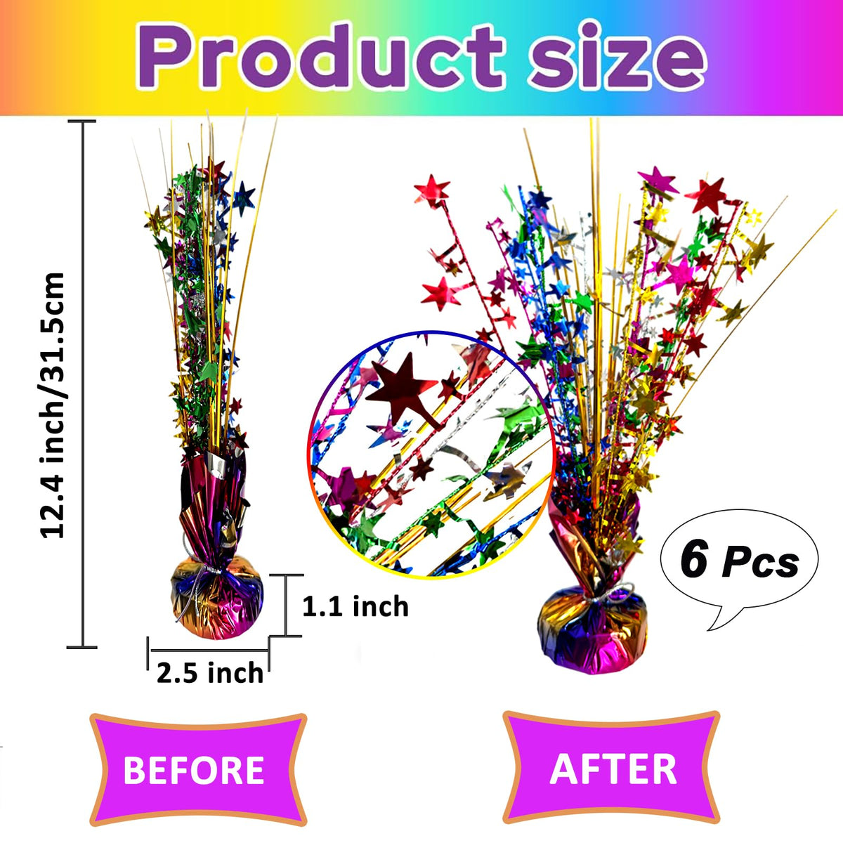 FUBININA Birthday Table Centerpiece Party Decoration Colorful Foil Tabletop