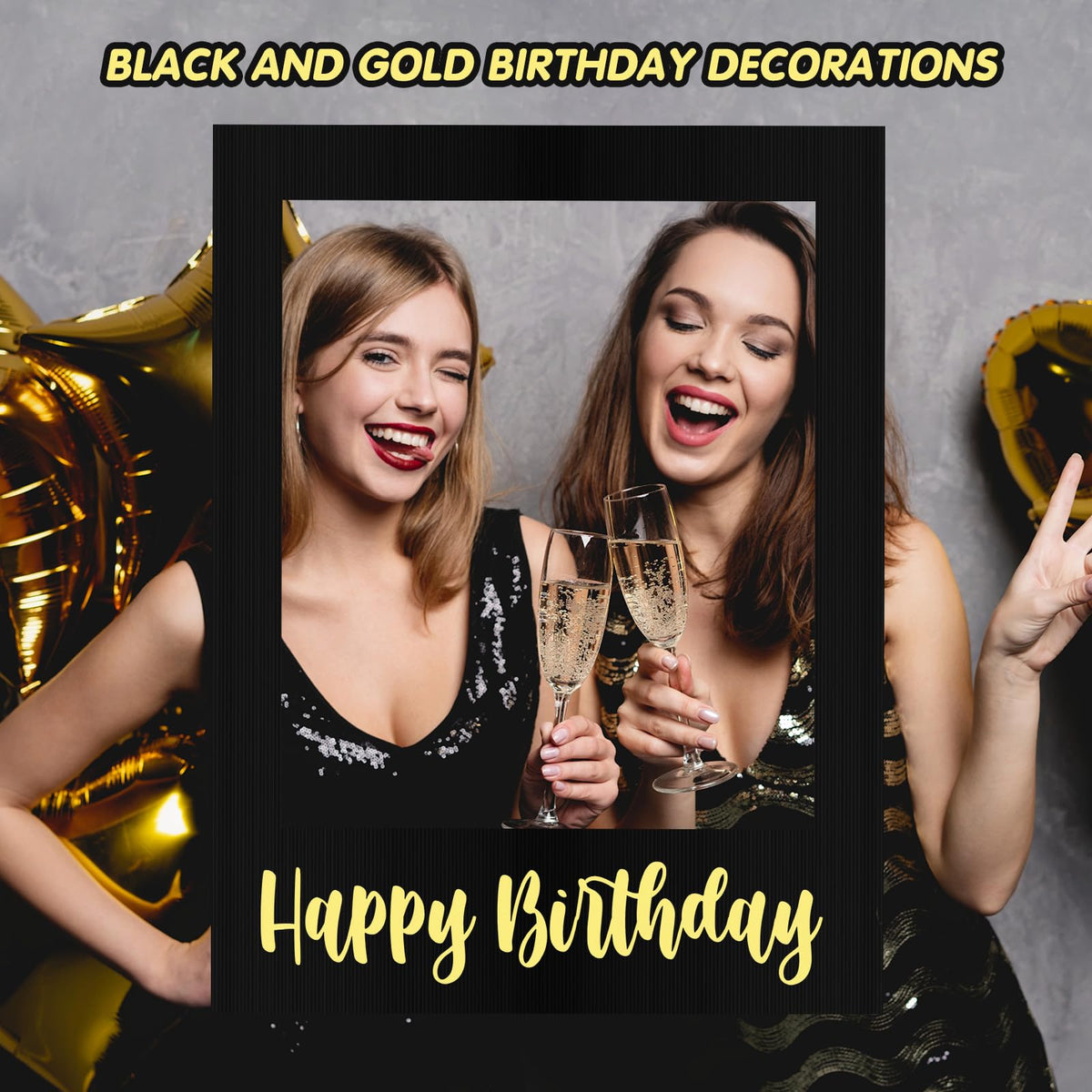 Extra Large Happy Birthday Photo Booth Selfie Frame Prop 32x24"