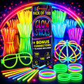 Glow Sticks Bulk, Glow in The Dark Party Supplies w/ Eye Glasses Kit, Bracelets Necklaces & More, 12 Hours Glow Party Pack 8 inch for Kids, Mardi Gras, Party Favors for kids 8-12