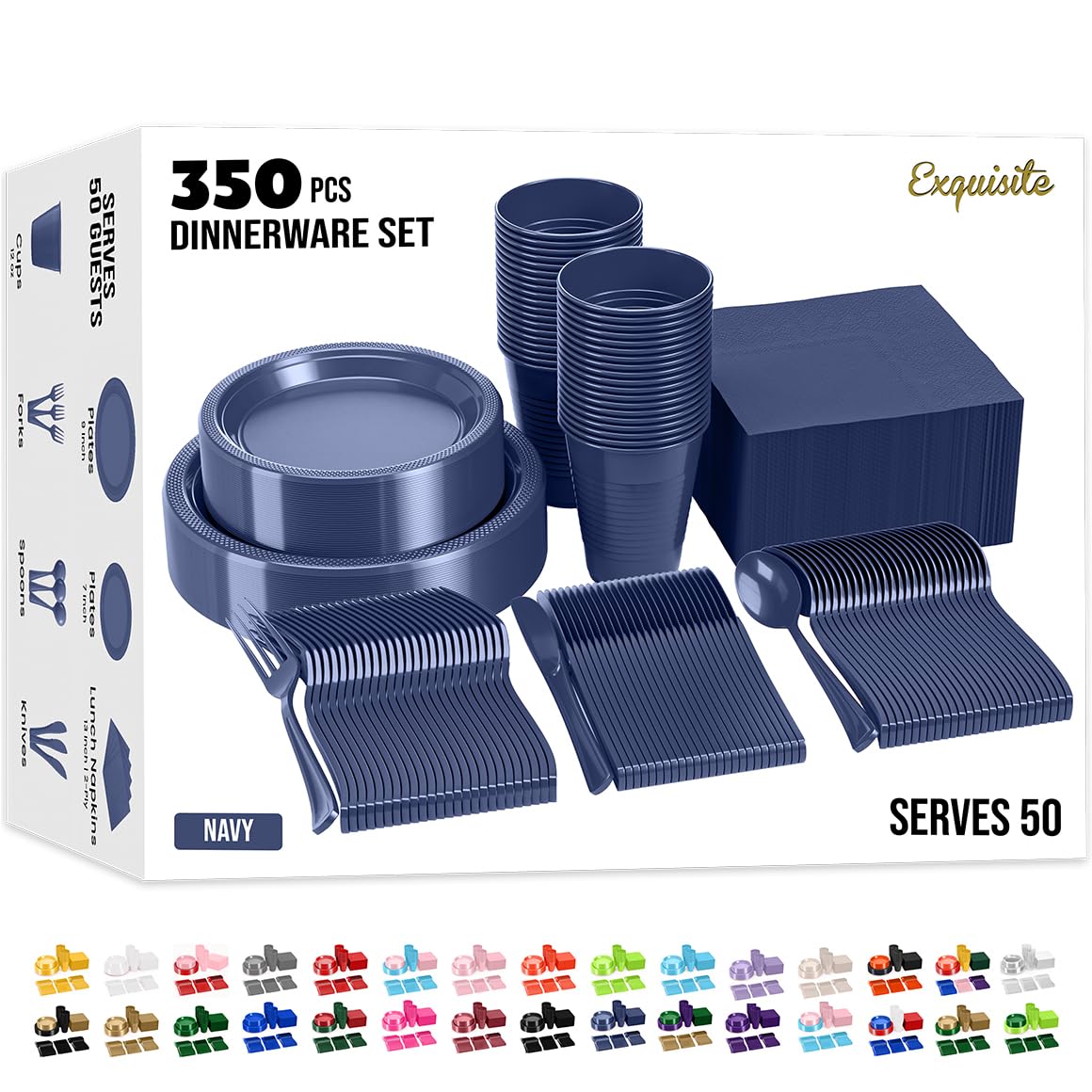 350 Pcs Plastic Dinnerware Set - Exquisite