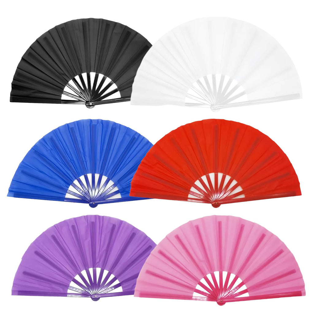 YKuzLx 13‘’ UV Glow Large Rave Fan for Men Women, Decorative Folding Hand Fan for Party, Home Decoration, Gift, Music Festival Essential, EDM Rave Accessories